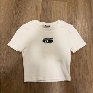 Zara White Manhattan Crop Top